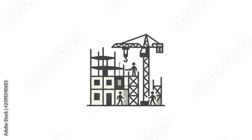 Tableau sur toile Construction site with a crane.