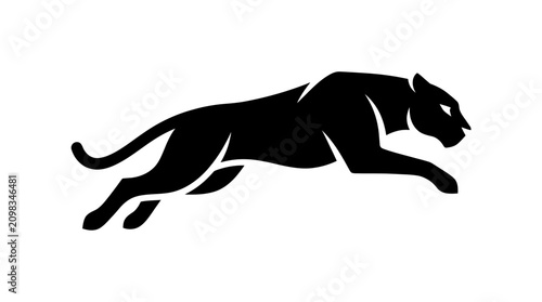 фотографія Black Panther Silhouette Leaping Forward.