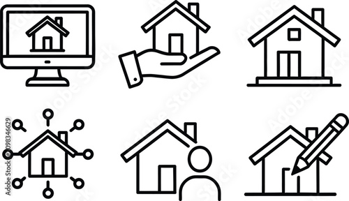 Tableau sur toile Real estate icons set home buying selling and property management concepts