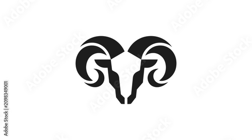 Foto Stylized Ram Head Silhouette with Large Horns.