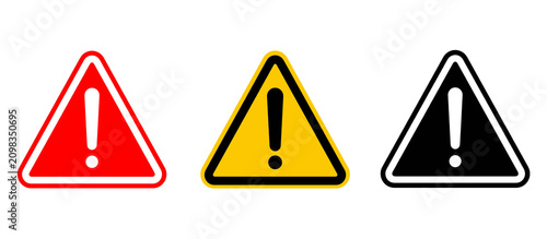 Foto Warning Sign Icon Set Caution Alarm Danger Symbols with Exclamation Mark Editable Vector Illustration Isolated on Transparent Background