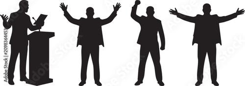 Fotografía Business Speaker Silhouette Set, Public Speaker, Presenter, Motivational Speaker