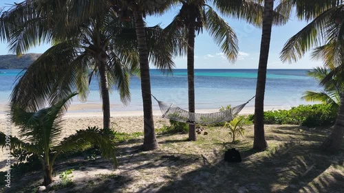 Hammock palm trees Fiji Islands Oarsmans Bay Nacula Yasawa 4K