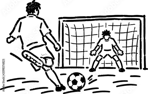 Soccer Player Kicking Ball Towards Goal