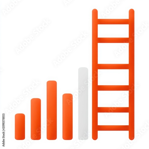 Orange Growth Chart with Vertical Bar Graph and Ladder Design