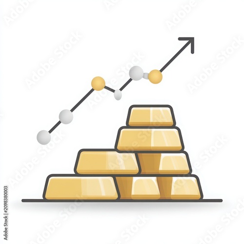 Gold Bars with Upward Trend Graph Representing Financial Growth
