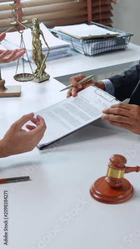 Lawyer advising client and explaining contract terms