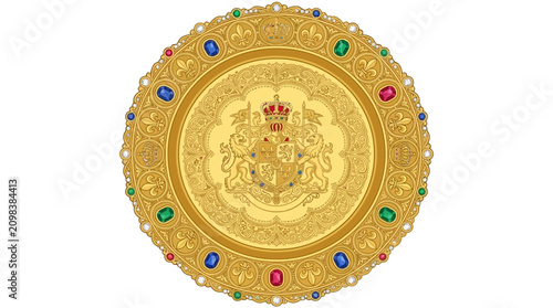 Gold Plate with Crown Design.