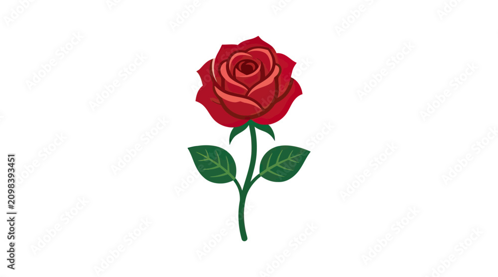 Fototapeta premium Red Rose Flower Vector Icon Illustration
