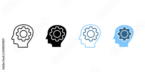 Tableau sur toile Brain Gear Thinking icon set multi style
