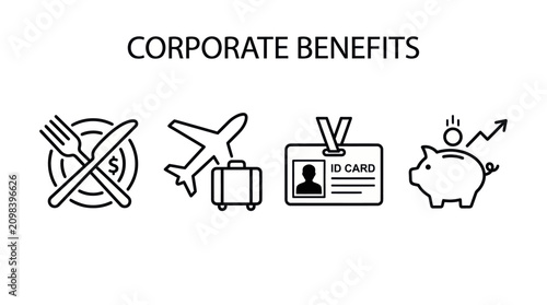 Canvastavla Corporate employee benefits and perks icons.