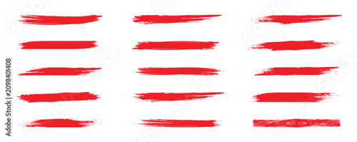 Fotografía Set of vector red paint brush stroke
