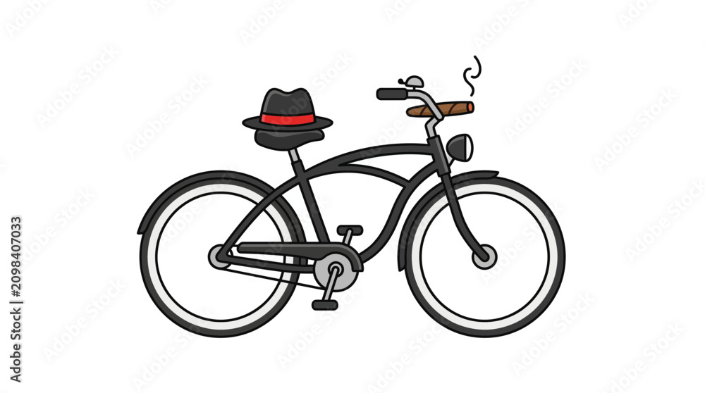 Fototapeta premium Bicycle with Hat and Cigar