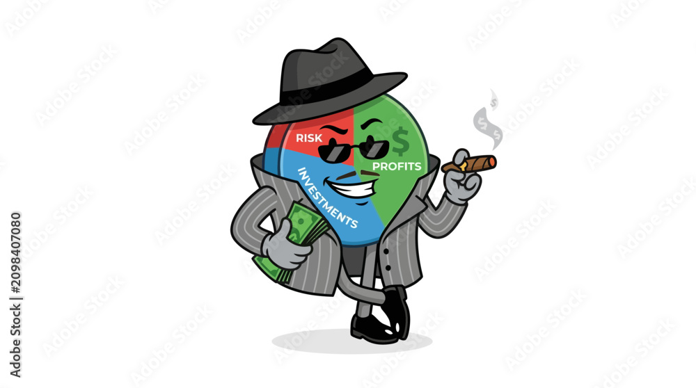 Obraz premium Money Character Smoking, Business Concept
