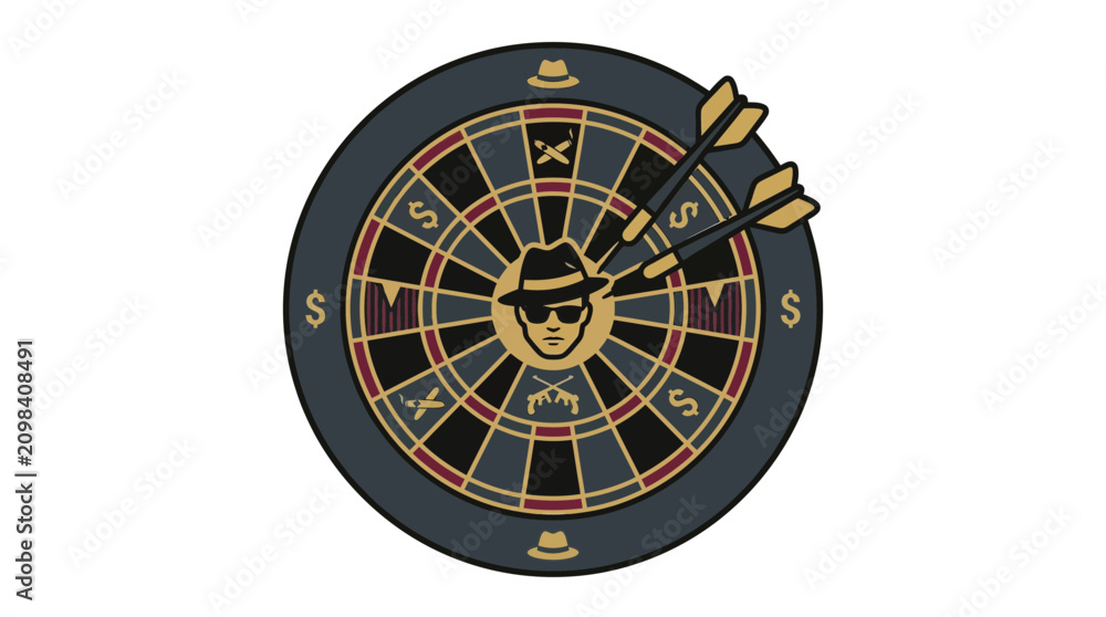 Naklejka premium Gangster Dartboard with Darts