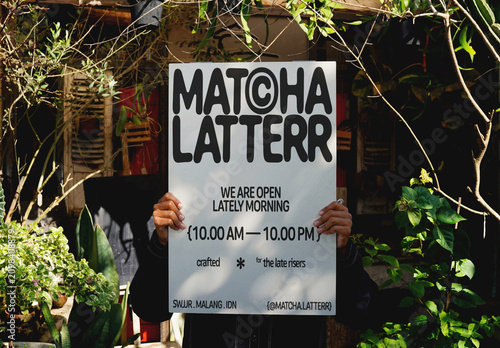 Holding Signage Mockup