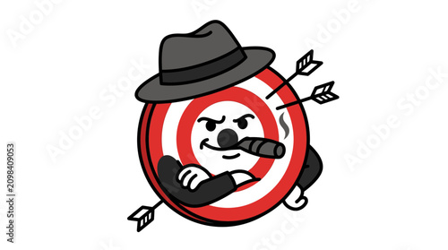 Mafia Target Character with Cigar and Arrows