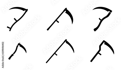 Foto Grim Reaper Scythe Icons, Death Symbol Vector Graphics, Halloween Silhouette Too