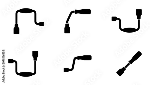 Foto Crank Socket Wrenches, Spanners, and Ratchets: Mechanical Tool Icons Set