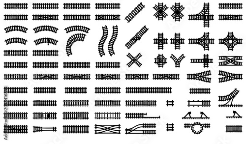 Railway Track Vector Collection with Railroad Rails and Sleepers