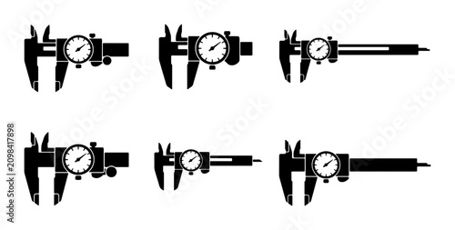 Slika na platnu Digital Caliper Icons, Precision Measuring Tools, Engineering Measurement Device