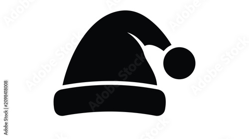 Foto Minimalist black santa claus hat vector illustration featuring a smooth solid sh