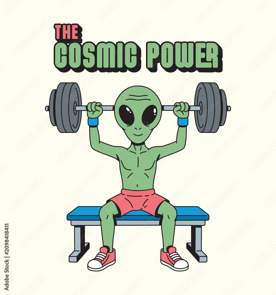 Fototapeta premium alien lifting barbell illustration