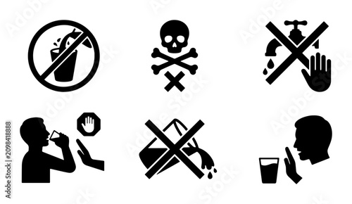 Fotografie Hazard Symbols Set, Danger Icons, Warning Signs Vector Collection, Safety Alerts