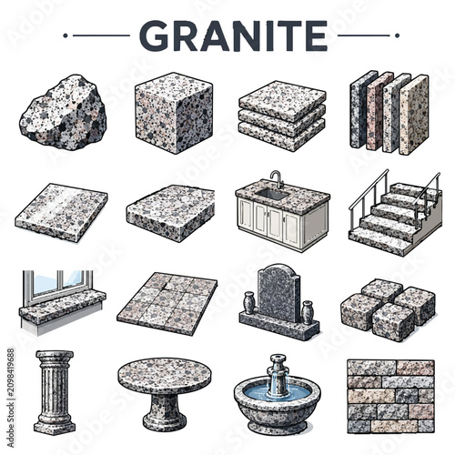Granite Natural Stone Texture and Speckled Rock Surface Background