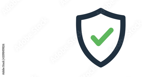 Shield icon with a green checkmark, symbolizing security, protection, and verification.