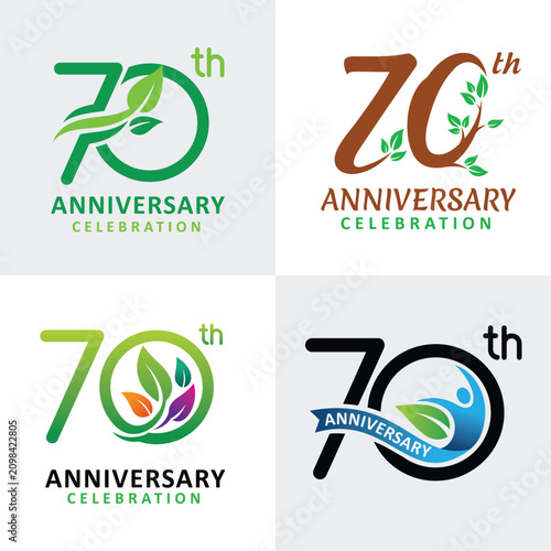 set of number 70 years anniversary celebration nature