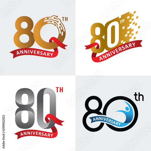 set of number 80 years anniversary celebration