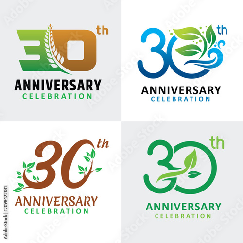 set of number 30 years anniversary celebration nature