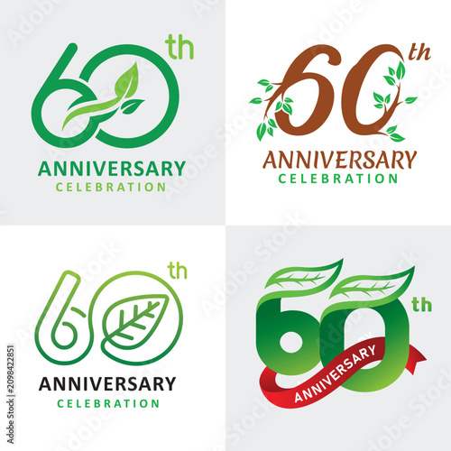 set of number 60 years anniversary celebration nature