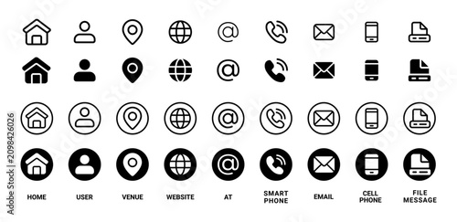Canvastavla Web icon set and contact information icon set for mobile and website feature hom