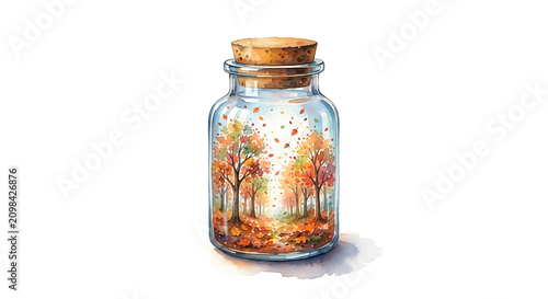 Vintage Glass Bottle with Cork Stopper Isolated on White Background, Transparent Container for Food Ingredients, Spices, Preserved Vegetables and Organic Storage Product Photography