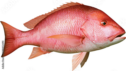 Fotografie Vibrant red snapper fish with detailed scales, isolated on transparent backgroun