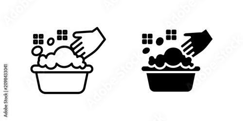 Foto Hand Wash Laundry Basin dual style icon set