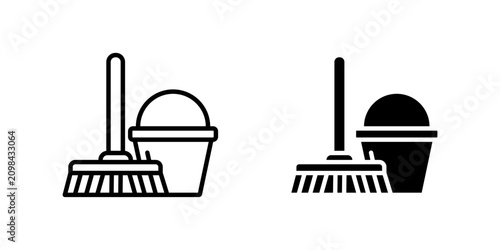 Fotografía Floor Cleaning Broom Set dual style icon set