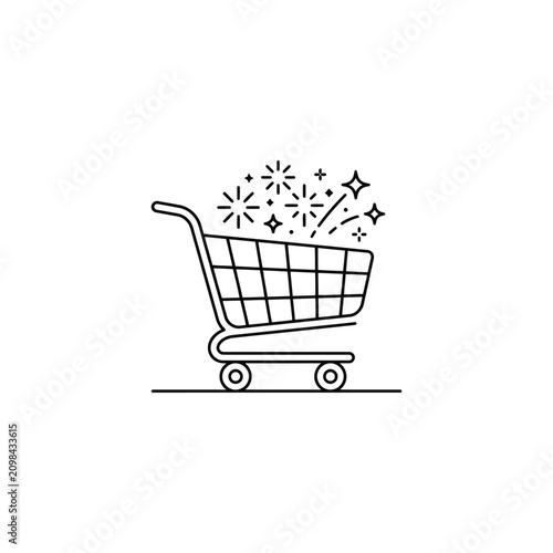 Shopping cart with sparkles