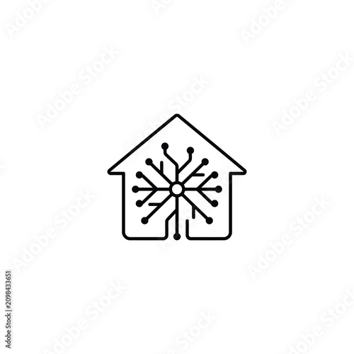 Smart home technology icon with circuit board