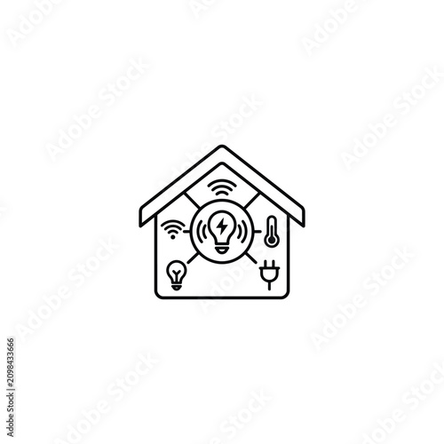 Smart home icon with light bulb and wifi
