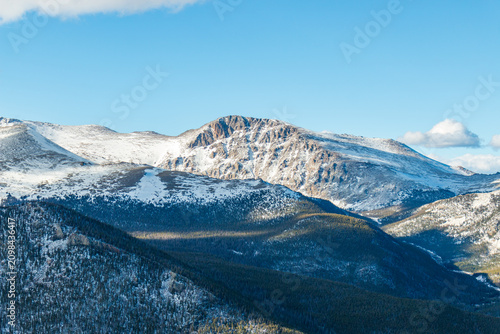 Snow covered mountains in winter at Rocky Mountain National Park
