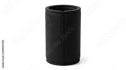 Black neoprene can cooler sleeve for keeping drinks cold. koozie