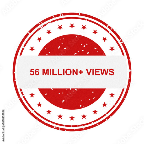 Foto Red vintage stamp 56 million views isolated on transparent background