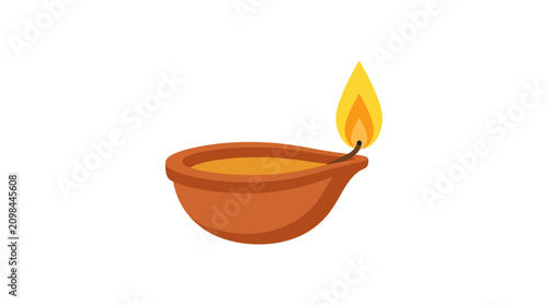 Ganesh Chaturthi Celebration Diya Vector Illustration Closeup