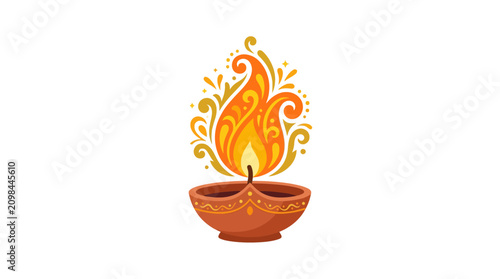 Ganesh Chaturthi celebration with traditional diya oil lamp illustration