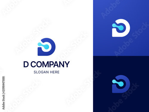 Modern Letter D Logo Concept With Abstract Tech Node Symbol for Creative Business Branding and Digital Corporate Identity