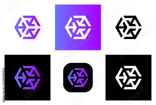 Modern Abstract Hexagon Logo and Brand Identity Set