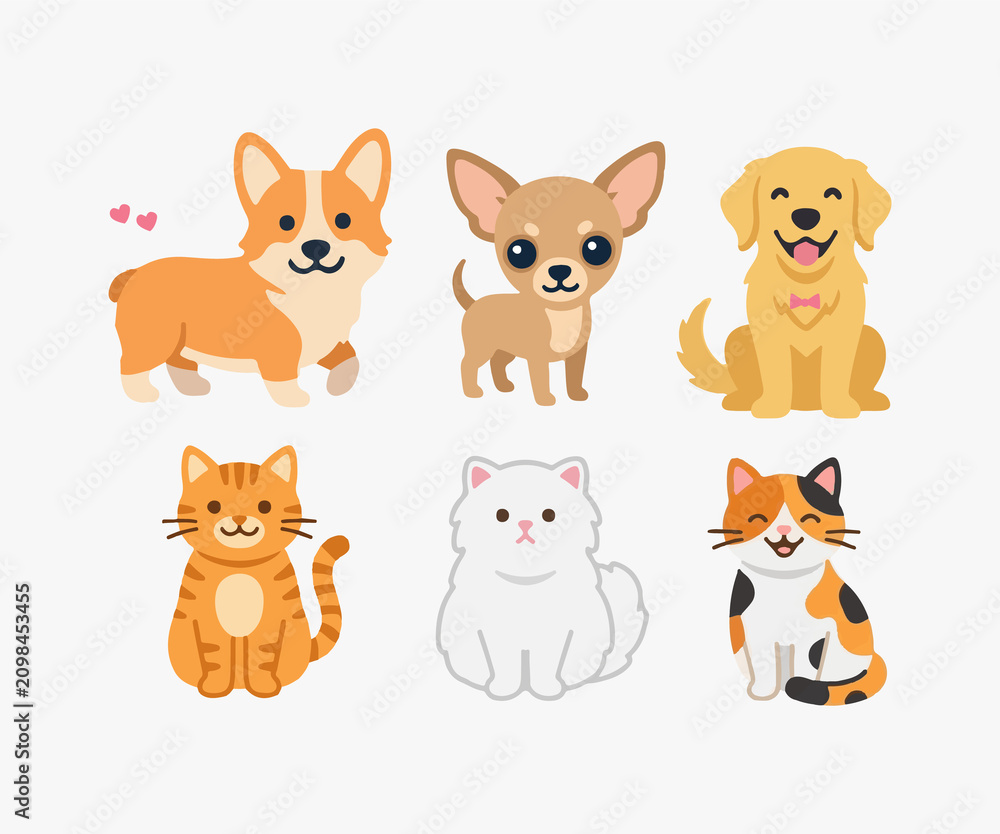 Fototapeta premium Funny Kitty Character Clipart Set